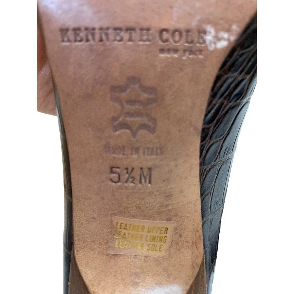 Vintage Keneth Cole New‎ York croc embossed pump high heels shoes women 5.5